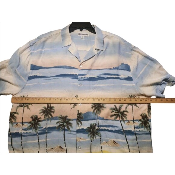 No Boundaries Men’s XL Hawaiian Rayon Shirt Palm Tree Beach Short Sleeve - Picture 2 of 9